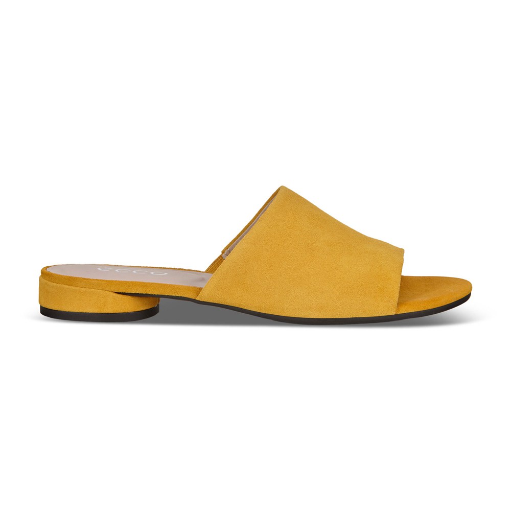 ECCO Womens Slides Yellow - Flat Sandals Ii - EUC-573140